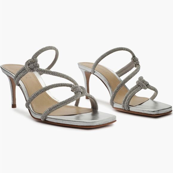 Schutz Lauryn Silver Rhinestone Sparkle Heeled Sandals Dressy Brand new in box - Picture 1 of 6